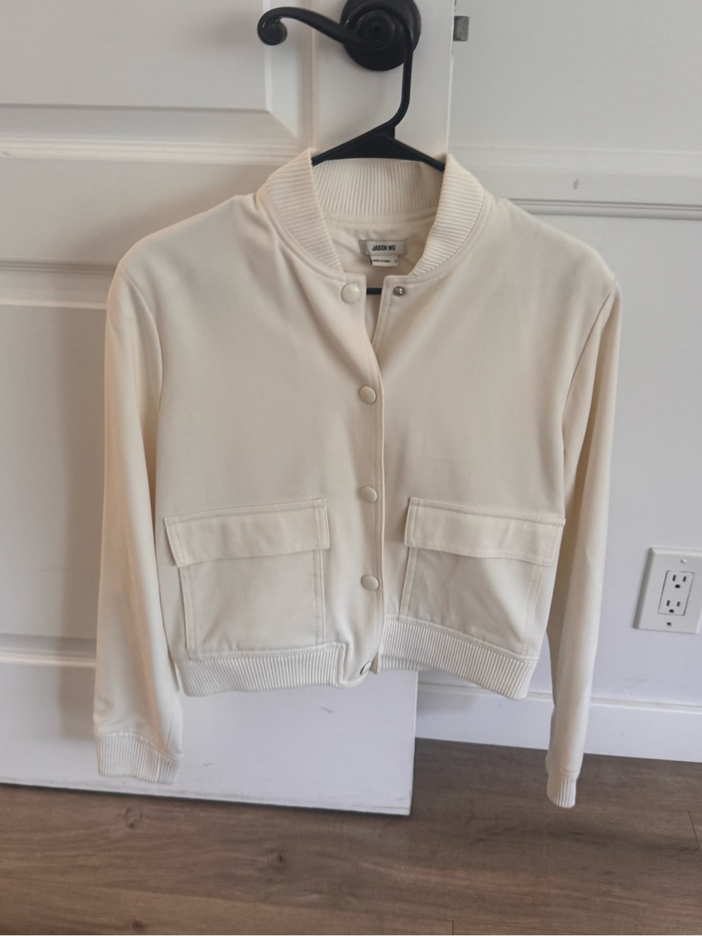 Jason Wu Cream Button-Front Bomber Jacket